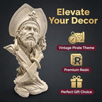 H&W Sandstone Pirate Figurine, Buccaneer Francis Drake Statue Decoration - Image 2