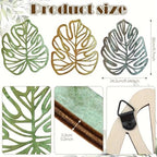 Palm Leaves Wood Wall Decor , 3Pcs Tropical Wall Art Jungle Decor, Wooden Natural Leaves Plant Wall Decor, Vintage Tropical Plant Plaque for Home Living Room Kitchen Bedroom Bathroom & Garden, Yellow&Blue&Green - Image 6