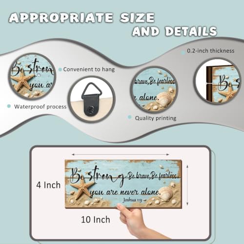 4 Pieces Nautical Wall Decor Ocean Beach Bathroom Decor With Bible Verses Wooden Christian Farmhouse Sign for Home Religious Prayer Wall Art for Living Room Office Bedroom(Nautical,10x4") - Image 4