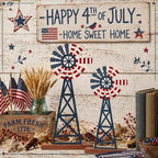 Tandefio 2 Pcs 11.8 Inch Metal Patriotic Farmhouse Windmill Tabletop Decor - Image 4