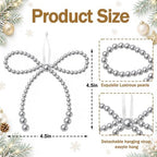 DIYDEC 18PCS Christmas Pearl Bow Ornament 4.5in Tree Topper Hanging Decor - Image 2