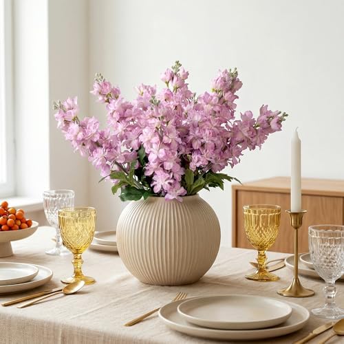 Fake Flowers 23.6” Delphinium Artificial Flowers 8Pcs Silk Flowers with Stems Long Stem Artificial Flowers for Tall Vase Faux Flowers for Indoor Home Decoration Wedding Decoration Centerpiece (Purple) - Image 6