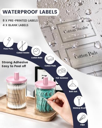 Glass Qtip Holder Dispenser - 4 Pack, Bathroom Decor and Organizer - Image 4