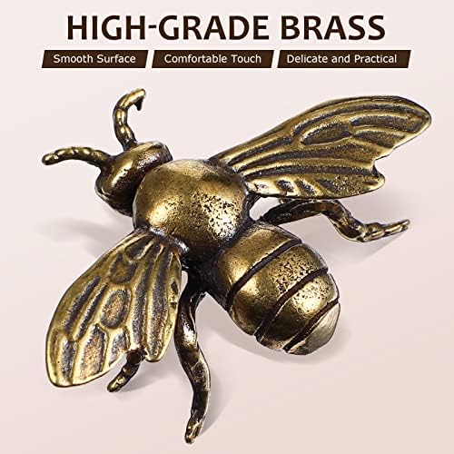 Veemoon 2pcs Gold Bee Figurines Brass Animal Insects Figurines Statue Feng Shui Sculpture Toys Gold Desk Home Indoor Decorative Collectible or Elders - Image 2