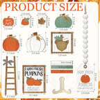 Reallnaive 18 Pcs Fall Tiered Tray Decor Set Classic Wood Signs - Image 3