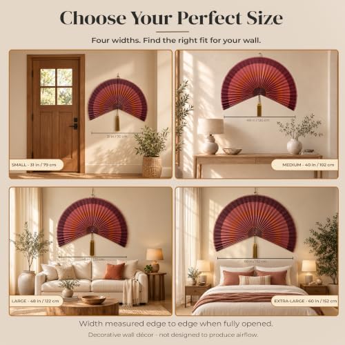 ChumDecor Bamboo Fan Wall Decor, Japanese Wall Fan, Terracotta 48 in - Image 3