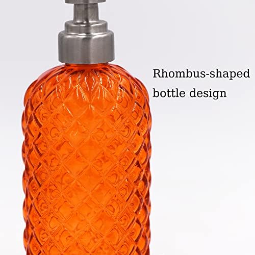 16oz Diamond Pattern Glass Soap Dispenser with Rust Resistant Pump - Image 5