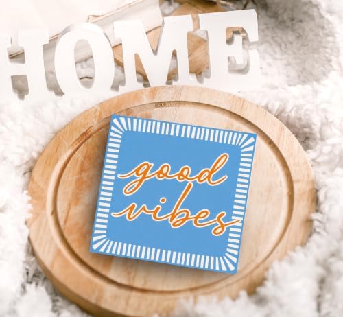 SRADMO Vintage Minimalist Blue Inspirational Wood Box Sign Desk Decor - Image 5