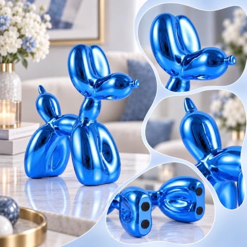 Blue Balloon Dog, Animal & Modern Sculpture, Preppy & Office Gold Decor, Small Figurines - Image 4