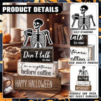 4 Pcs Halloween Coffee Table Decor Skeleton Nightmare Before Coffee Sign - Image 4