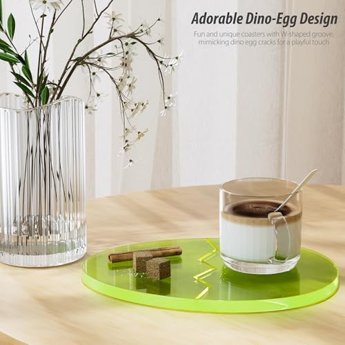 Acrylic Coaster Decorative Plates,Office Desk Accessories, Clear Dinosaur Egg Shape Coffee Cup Decor, Perfect for Tabletop Protection and Display. - Image 6