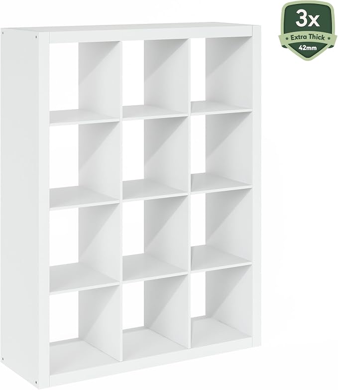 Furinno Cubicle Book Shelf, 12-Cube Bookshelf, Triple Thick Frame Cube Storage - Image 8