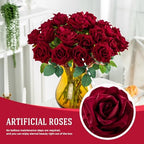 Ttranewsoo 24PCS Red Roses Artificial Flowers, Realistic Fake Roses with Stems for DIY Rose Bouquets, Romantic Centerpieces, Anniversary, Party & Home Decor, 16.5 Inch - Image 3