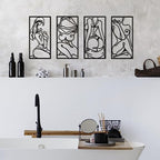 Bakovity Black Metal Bathroom Wall Decor Minimalist Line Art Wall Decor Black Abstract Modern Wall Art for Bathroom Living Room Bedroom (4 Pcs,17 x 9 in) - Image 4