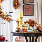 3 Pcs Fall Pumpkin Decor Wooden Table Sign Thankful Blessed Grateful Tabletop for Autumn Farmhouse Vintage Thanksgiving Harvest Party Rustic Home Room Table Shelf Halloween Decorations - Image 2