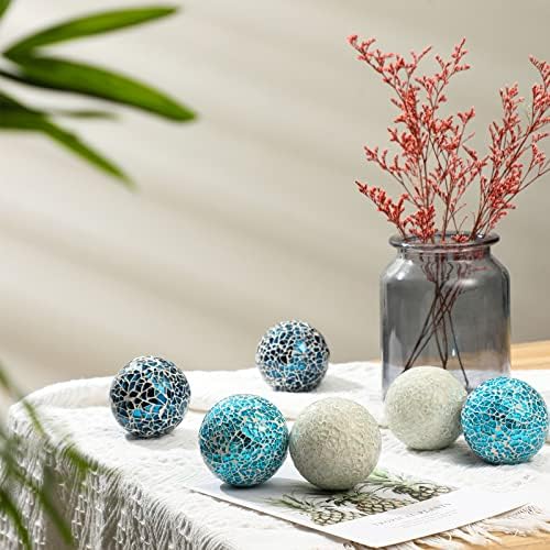 Vesici 6 Pcs Decorative Glass Balls Mosaic Orbs for Bowls,Chic Colors - Image 5