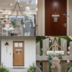 CondorPasea 12 Inch Round 3D Welcome Door Sign, 0.4" Thick Solid Wood Front Door Welcome Sign with Artificial Greenery, Buffalo Plaid Bow & Rustic Beads, Farmhouse Porch Home Décor, Hanging Welcome Home Sign - Image 7