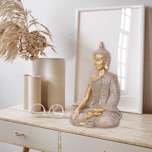 Golden Buddha Figurine - Meditating Seated Buddha Statue - resin Figurine - Image 7