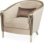 Michael Amini Villa Cherie Brown Side Chair Porcini Velvet Upholstery Solid & by Michael+Amini