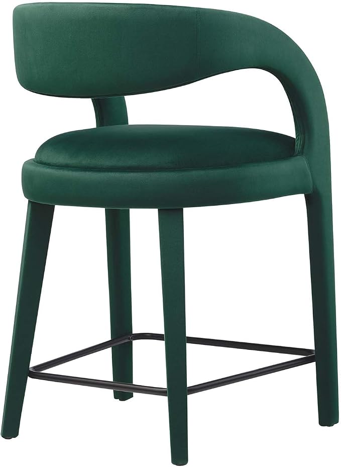 Modway EEI-6566-GRN-BLK Pinnacle Performance Velvet Counter Stool Set of Two - Image 5