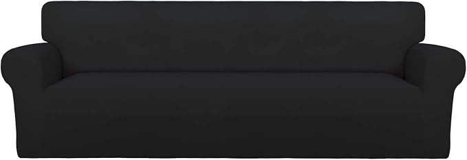 PureFit Stretch Couch Covers for Sofa 4 Seater Slipcovers Black | 1-Piece Sofa by PureFit
