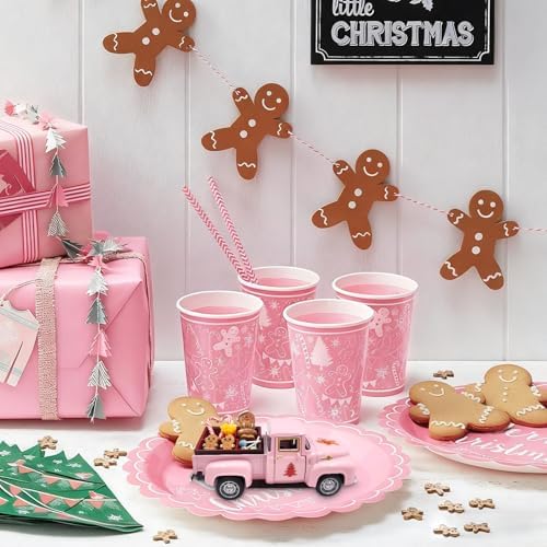 Pink Gingerbread Christmas Decor Metal Truck with Mini Candy Cookie Box - Image 7
