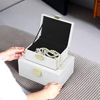 HofferRuffer Faux Leather Jewelry Boxes, Decorative Boxes Storage Accessory Organizer with Gold Hardware Decor, Classic Vegan Leather Set of 2 Pieces (White) - Image 3