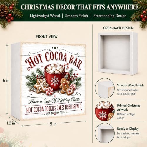 Christmas Decorations Hot Cocoa Bar Gingerbread Wooden Box Sign - Image 4