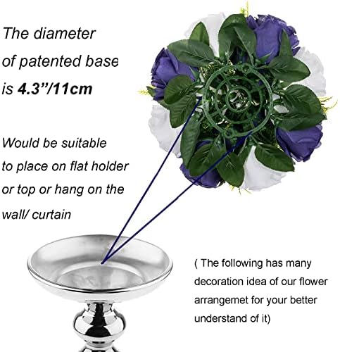 BLOSMON Navy Blue Rose Flowers: 2 Pcs Fake Floral Balls Centerpiece for Wedding Table Centerpieces - Artificial Silk Kissing Bouquet Flower Arrangement for Home Party Event Decor - Image 5