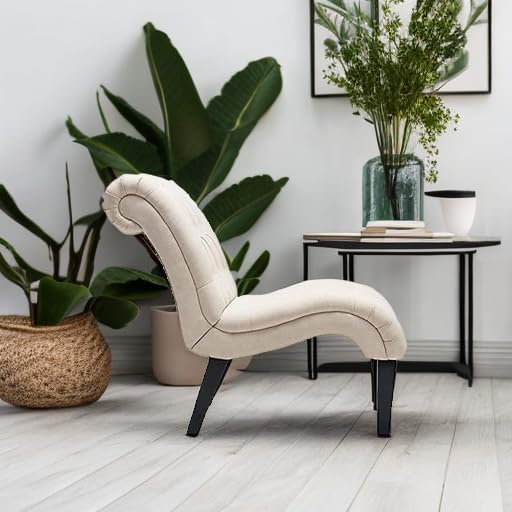 Mid Century Modern Accent Chair, Button Tufted Armless Lounge Chair, - Image 5