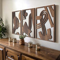 qmmp Modern Wooden Wall Sculptures - Set of 3 - Home Decor Accent - Large Wall Art for Living Room, Bedroom, Office - Easy Installation (Walnut, Large - Abstract Shapes) by qmmp