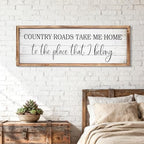 Country Roads Take Me Home Wall Sign, 42''×15'' Large Farmhouse Country Wall Art with Solid Wood Frame, Vintage Western Boho Decor for Home (Brown) by JUMBOHUMBLE