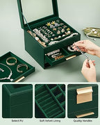 SONGMICS Jewelry Box Organizer, 4-Layer Storage with 3 Drawers, Glass Lid - Image 5
