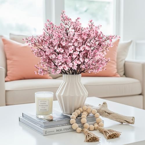 Babys Breath Artificial Flowers, 8 Bundles Cherry Blossom Pink Real Touch Fake Silk Flowers Bulk for Vase Home Office Wedding Spring Indoor Outdoor Centerpiece Table Mother's Day Decorations - Image 2