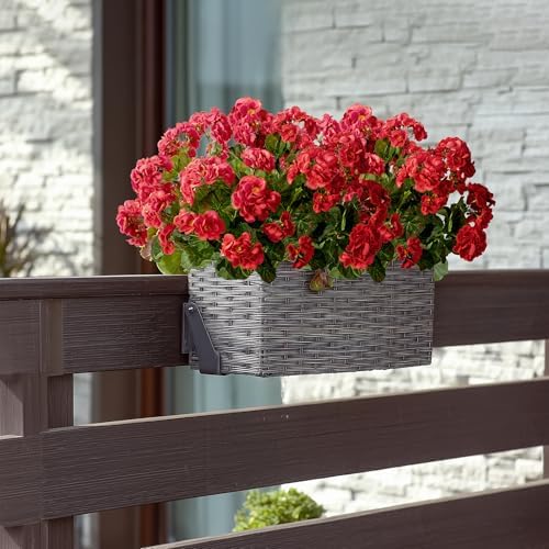 Artificial Geranium Flowers for Outdoors 19.6" Geraniums Artificial Flowers Realistic Faux Geraniums for Outdoor Planters Silk Geranium Indoor Fake Flowers Porch Home Garden Decor No Vase(4PCS，Red) - Image 5