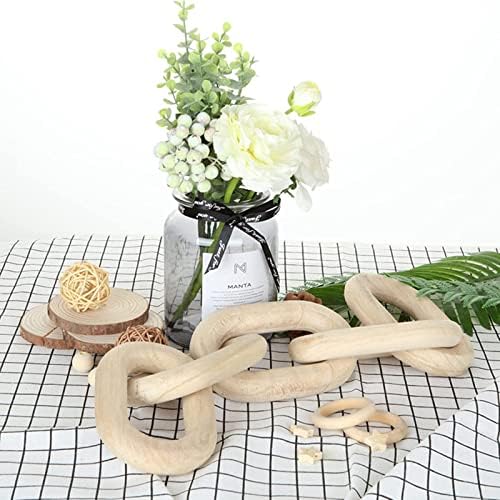Wood Chain Link Decor and Beaded Garland Set - Hand Carved Decorative Wood Chain, Home Decor, Farmhouse - Image 6