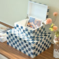 Chi An Home 12"x8" Decorative Capiz Boxes Keepsake Trunk, Navy Blue, Set 2 by ChiAnHome