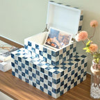 Chi An Home 12"x8" Decorative Capiz Boxes Keepsake Trunk, Navy Blue, Set 2 by ChiAnHome