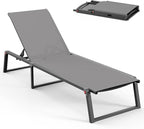 Aluminum Chaise Lounge Chair Outdoor, Foldable& No Assembly Patio Pool Lounge by Oasbira