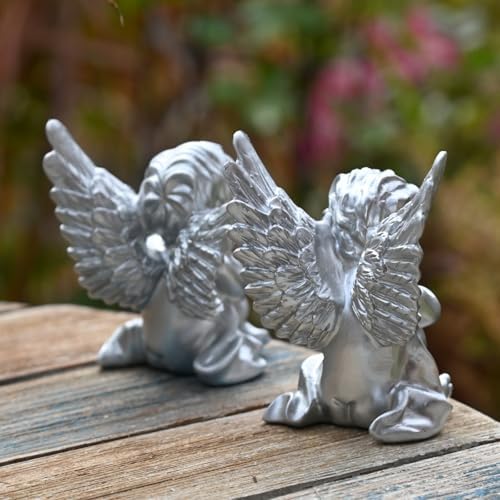 OwMell Set of 2 Cherub Angels Resin Statue Figurine, Indoor Home Decoration - Image 5