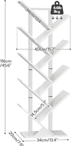 HOOBRO Tree Bookshelf, 9-Tier Bookcase Wooden Shelves, Floor Standing Storage - Image 3