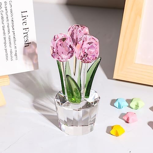 Movdyka Tulips Glass Flowers Crystal Figurines Collectible Art Decor - Image 3