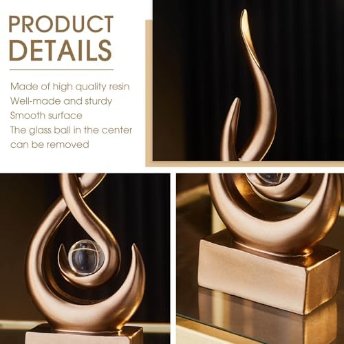 FJS Bronze Abstract Flame Sculpture for Living Room Coffee Table Decor - Image 5