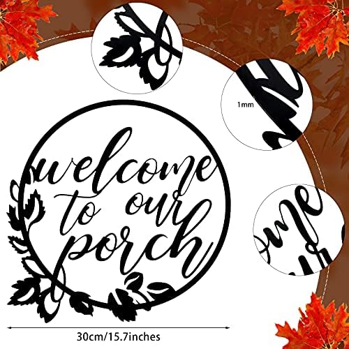 Hotop Welcome to Our Porch Metal Sign for Outdoor Decor, Black - Image 3