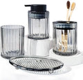 CERBIOR Bathroom Accessories Set, 4 PCS Glass Bathroom Set,Black Grey by CERBIOR