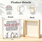 TOUNER Work At It With All Your Heart Wooden Box Sign Baseball Player Decor - Image 2