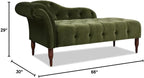 Pemberly Row Tufted Roll Arm Chaise Lounge, Olive Green Velvet Upholstery - Image 3