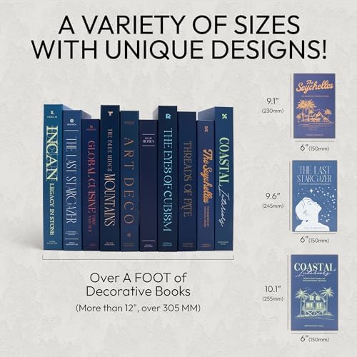 Decorative Books | Blue 10 Book Set with 3 Sizes | Preassembled with Hidden Storage | Perfectly Stackable for Easy Home Staging | Book Decor to Elevate Your Space | Home Decor Made Simple! - Image 3