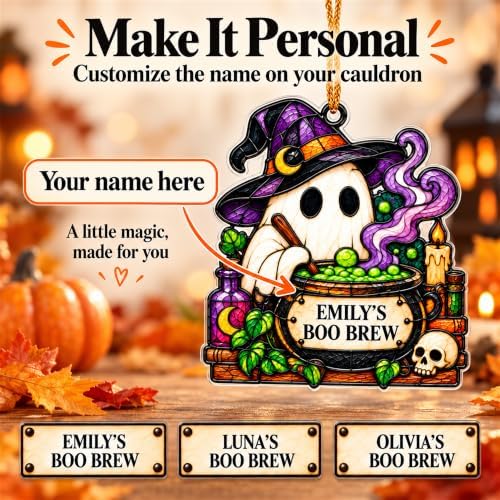 Halloween Tree Ornaments, Personalized Ghost Acrylic Hanging Decor for Home - Image 2