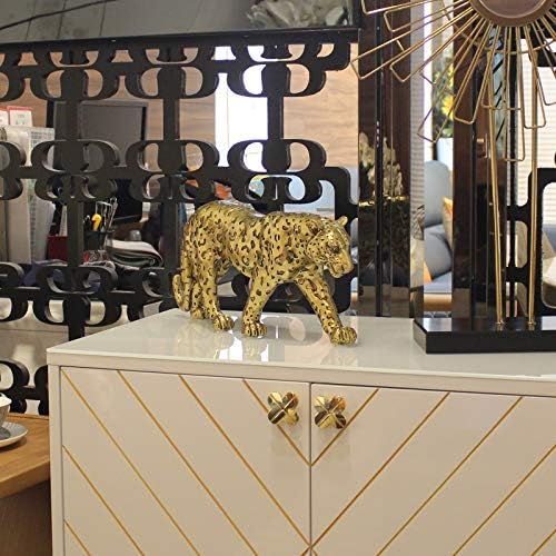 Modern Polyresin Cheetah Figurine Home Décor Realistic Antique Classical Leopard Statues Living Room Decor Ornament Figures，Gold 7.1" H…… - Image 5